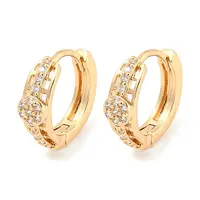 Brass Micro Pave Cubic Zirconia Hoop Earrings