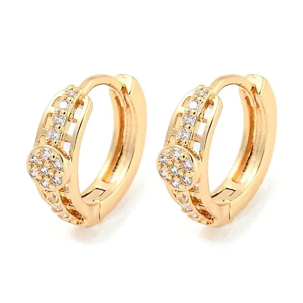 Brass Micro Pave Cubic Zirconia Hoop Earrings
