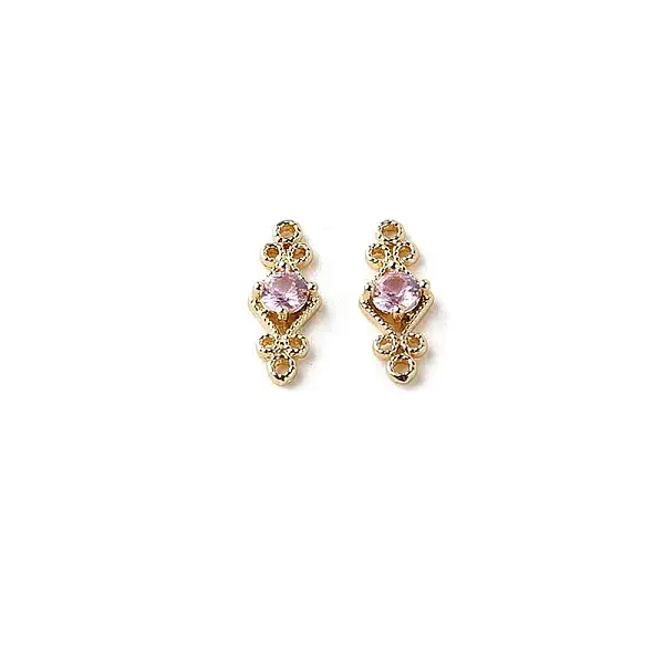 Brass Pave Cubic Zirconia Connector Charms