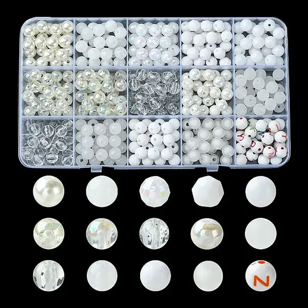 375Pcs 15 Styles Acrylic Beads