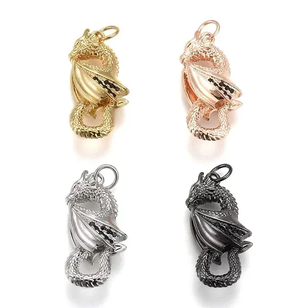 Brass Micro Pave Black Cubic Zirconia Pendants