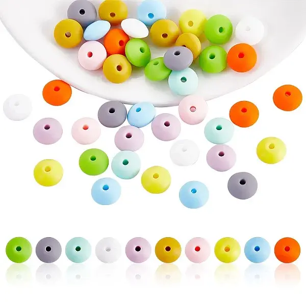 20Pcs 10 Colors Round Silicone Beads