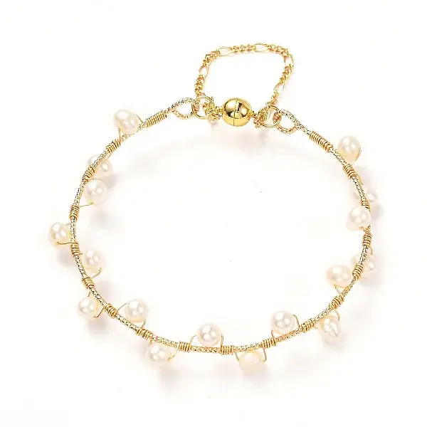 Natural Pearl Braided Bangle for Girl Women