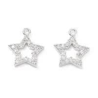 Rack Plating Brass Micro Pave Cubic Zirconia Charms