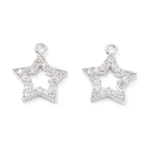 Rack Plating Brass Micro Pave Cubic Zirconia Charms