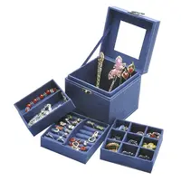 3 Layer Hand-Held Flocking Jewelry Storage Boxes