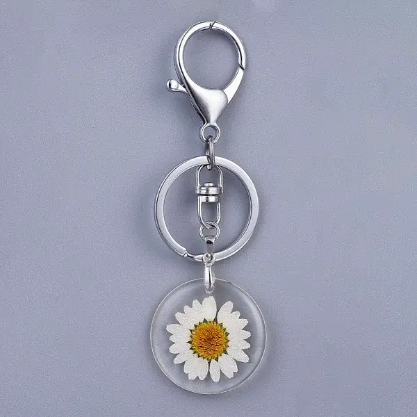 Alloy Resin Dried Flower Keychain