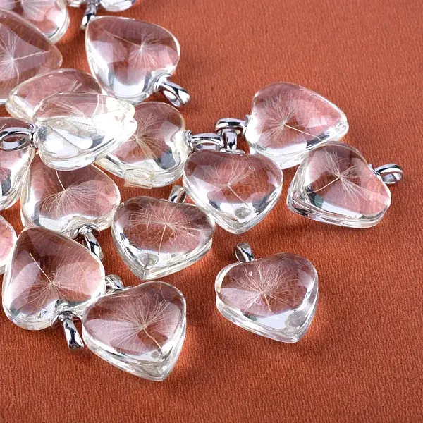 Heart Alloy Glass Pendants