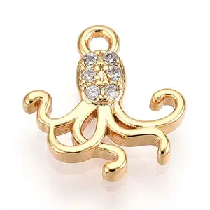 Brass Micro Pave Clear Cubic Zirconia Pendants