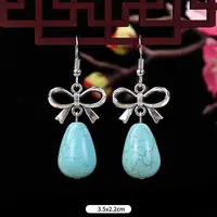 Teardrop Synthetic Turquoise & Alloy Dangle Earrings