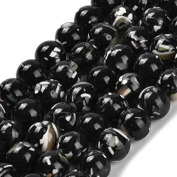 Assembled Synthetic Stone and Trochus Shell Beads Strands