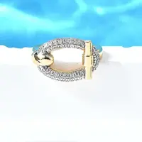 Brass Micro Pave Cubic Zirconia Cuff Rings