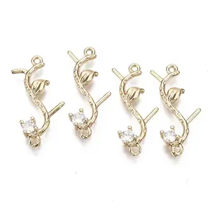 Brass Micro Pave Cubic Zirconia Links Connectors