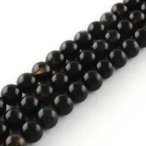 Natural Black Onyx Round Bead Strands
