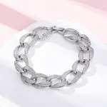 Brass Micro Pave Clear Cubic Zirconia Curb Chain Bracelets for Women