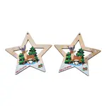 Christmas Theme Single-Sided Printed Wood Big Pendants