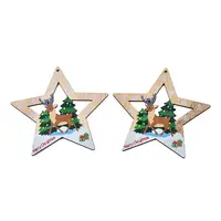 Christmas Theme Single-Sided Printed Wood Big Pendants