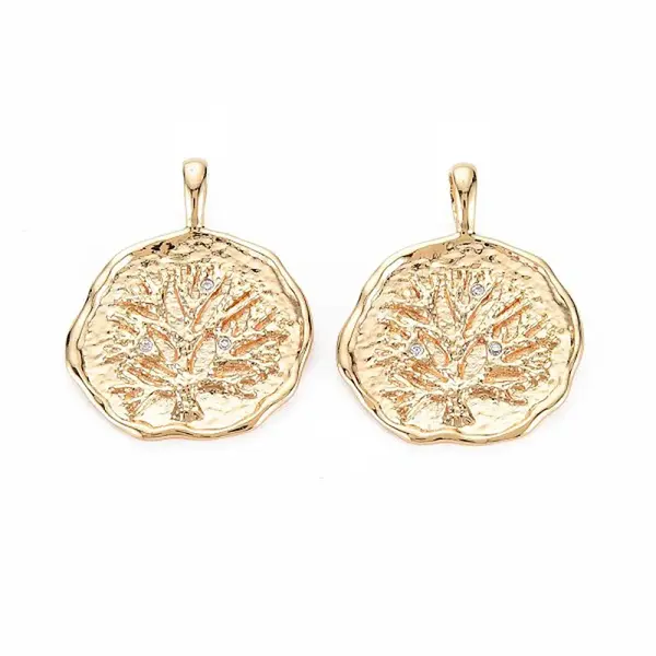 Brass Micro Pave Clear Cubic Zirconia Pendants