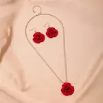 Rose Iron & Plastic Pendant Necklaces & Dangle Earrings Sets for Women