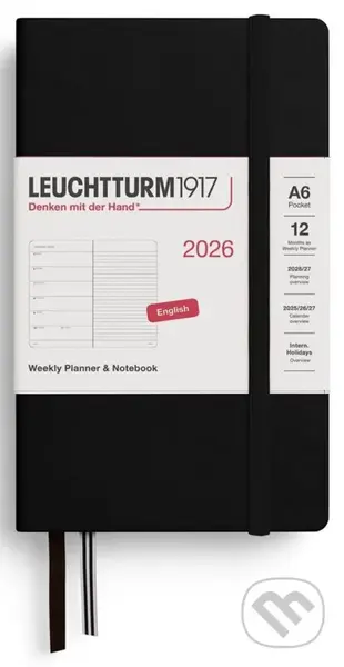 Weekly Planner & Notebook 2026 Pocket (A6) Black