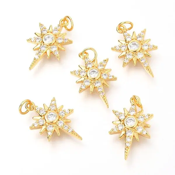 Brass Micro Pave Clear Cubic Zirconia Pendants