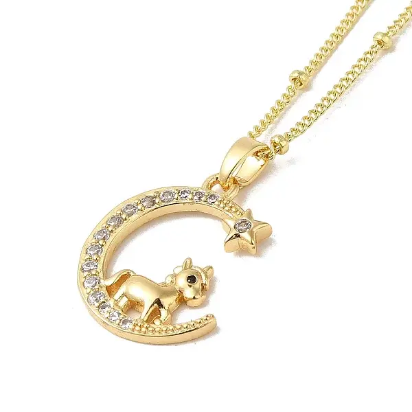Brass Micro Pave Clear Cubic Zirconia Pendants Necklaces