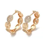 Brass Micro Pave Cubic Zirconia Hoop Earrings