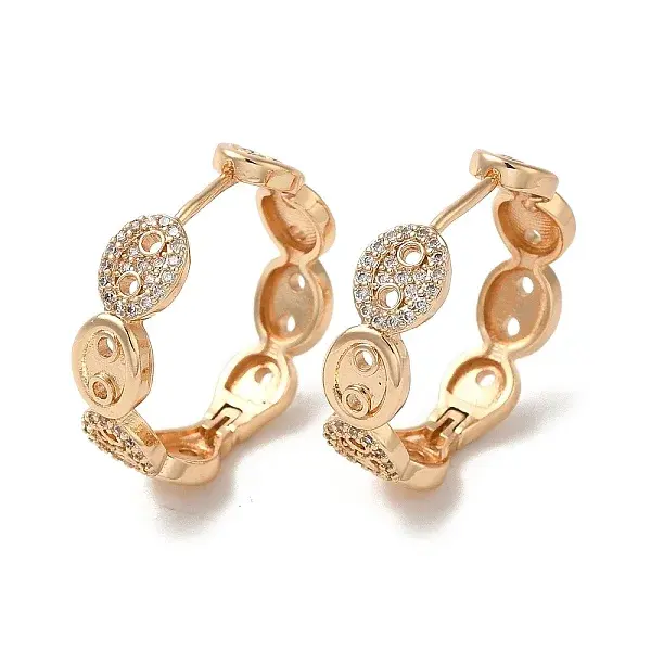 Brass Micro Pave Cubic Zirconia Hoop Earrings