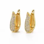 Brass Micro Pave Clear Cubic Zirconia Hoop Earrings