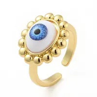 Acrylic Sun with Evil Eye Open Cuff Ring