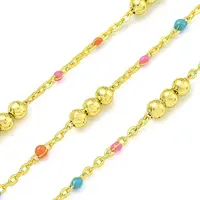 Brass Enamel Round Beaded Link Chain