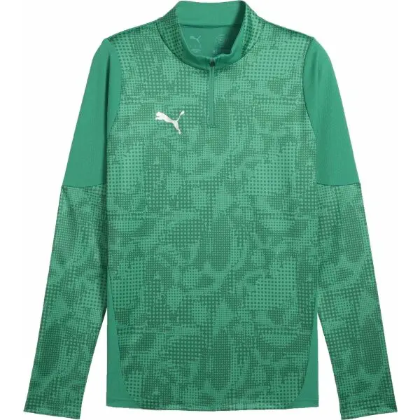 Puma TEAMCUP TRAINING 1/4 ZIP TOP Pánska športová mikina, zelená, veľkosť