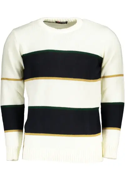 Pánský bílý svetr s pruhy