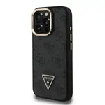 Zadní kryt Guess PU 4G Strass Triangle Logo Stand Camera Frame MagSafe Zadní pro Apple iPhone 16 Pro Max, černá