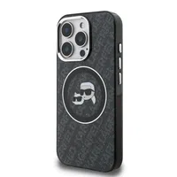 Zadní kryt Karl Lagerfeld IML K&CH Heads Repeated Logo MagSafe pro Apple iPhone 15 Pro Max, černá