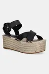 Kožené espadrilky BOSS Machica černá barva, na platformě, 50542356