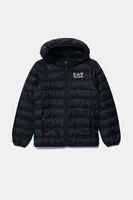 Dětská péřová bunda EA7 Emporio Armani tmavomodrá barva, 7B000035 AF12477