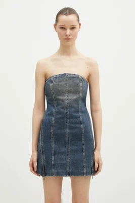 Džínové šaty KSUBI Avenue Dress Sandstorm tmavomodrá barva, mini, WPS25DR006