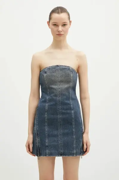 Džínové šaty KSUBI Avenue Dress Sandstorm tmavomodrá barva, mini, WPS25DR006
