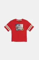 Dětské bavlněné tričko United Colors of Benetton červená barva, s potiskem, 3I1XG10IM