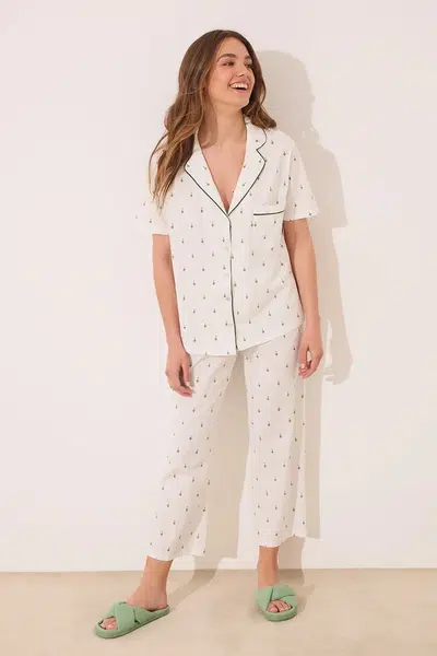 Bavlněné pyžamo women'secret dámské, bílá barva, bavlněné, 3599200