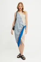 Hedvábné šaty Weekend Max Mara modrá barva, midi, 2515221232600