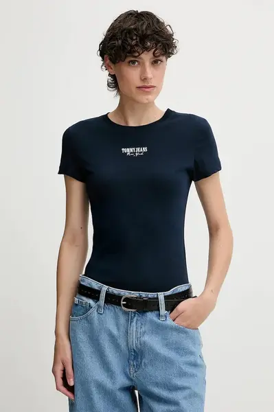 Tričko Tommy Jeans dámské, tmavomodrá barva, DW0DW20913