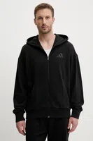 Bavlněná mikina adidas ALL SZN pánská, černá barva, s kapucí, hladká, JI6361