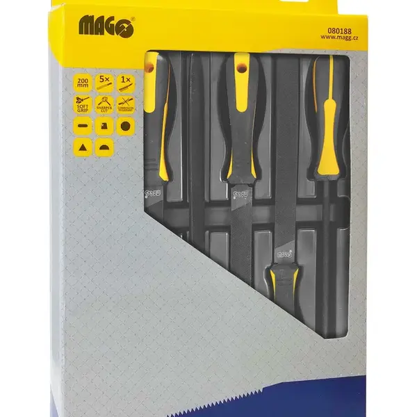 Sada pilníků s černou oxidací, délka 200 mm, 6 ks - MAGG