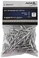 Trhací nýty hliník-ocel, 4,0 x 12,7 mm, s plochou hlavou, sada 100 ks - ASTA Velikost: 4.0x9.6 mm