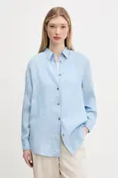 Lněná košile Superdry modrá barva, relaxed, s klasickým límcem, W4010463A-F5P