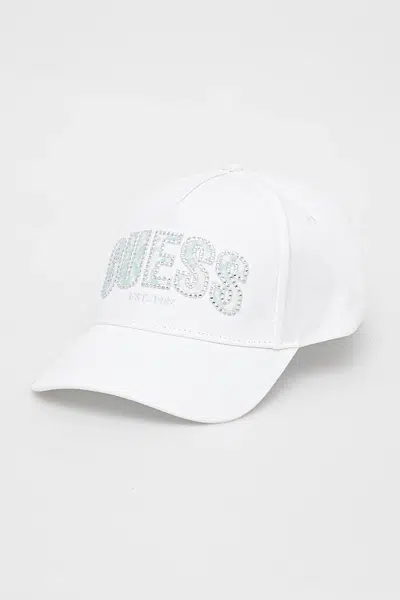 Kšiltovka Guess INES dámská, bílá barva, hladká, W5GZ15 WEGD0