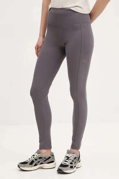 Legíny adidas ALL SZN RIB dámské, fialová barva, hladké, JJ1248