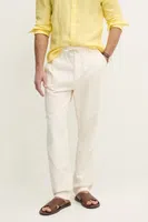 Kalhoty s příměsí lnu Pepe Jeans LINEN PULL ON PANTS béžová barva, ve střihu chinos, PM211872
